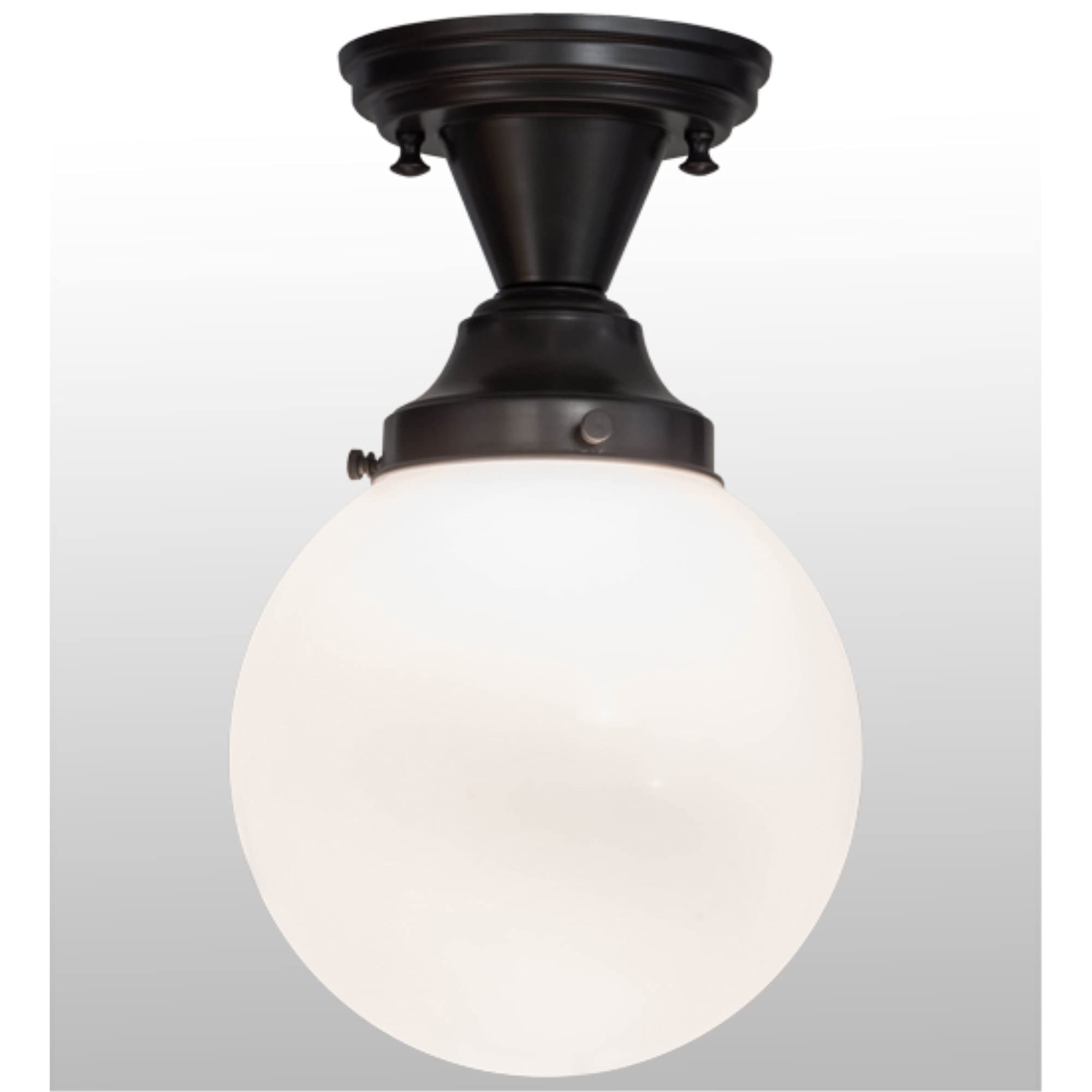 Meyda Tiffany 154223 Revival Schoolhouse Globe Flush Mount Light Fixture, White, 8&quot;W