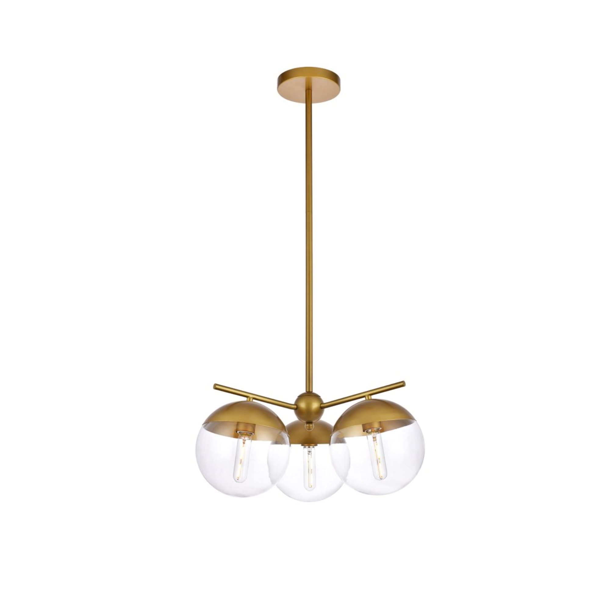 Living District Eclipse 3 Lights Brass Pendant With Clear Glass