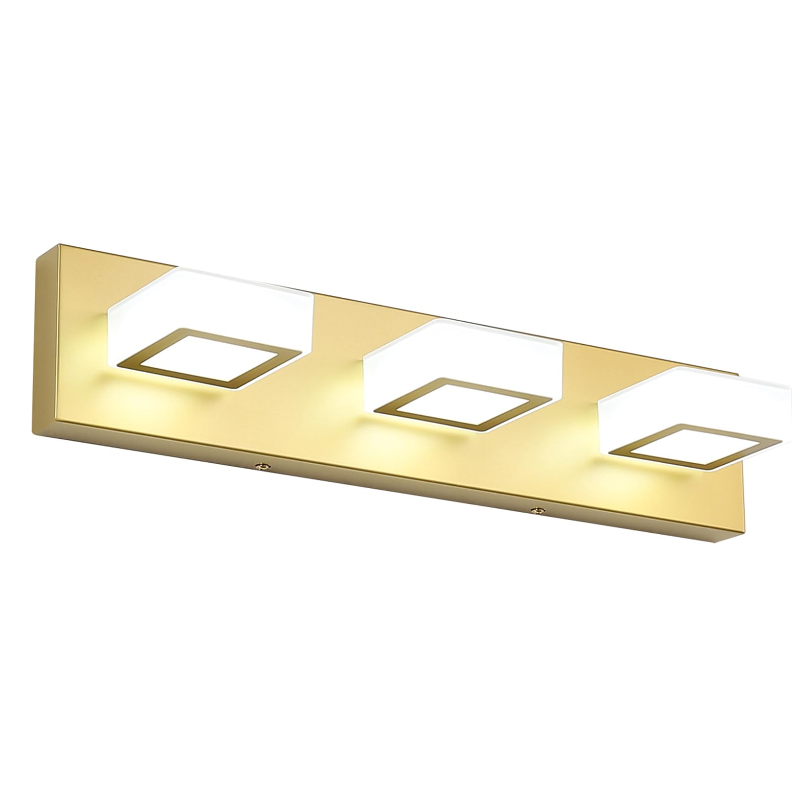 Ralbay Gold Bathroom Vanity Lights 3-Light LED Fixture, 20 Inch, Metal, White Light 6000K, Model 8590-gold-silver