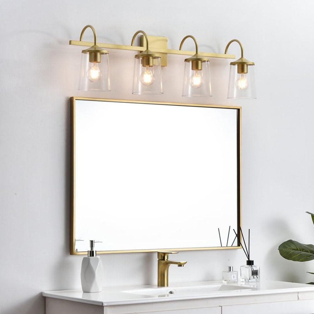 Living District Avani 4-Light Iron & Glass Bath Sconce in Chrome & Clear