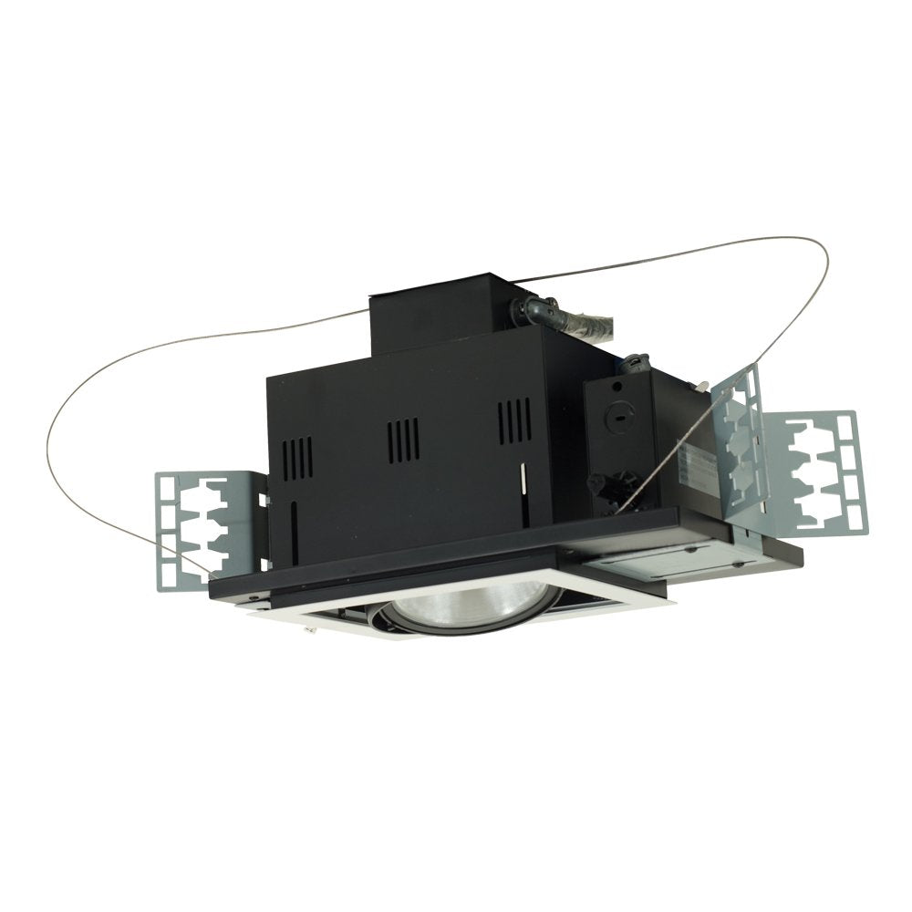 Jesco Lighting MGP38-1WB Modulinear Directional Lighting for New Construction, Double Gimbal PAR38 1-Light Linear, Black Interior with White Trim