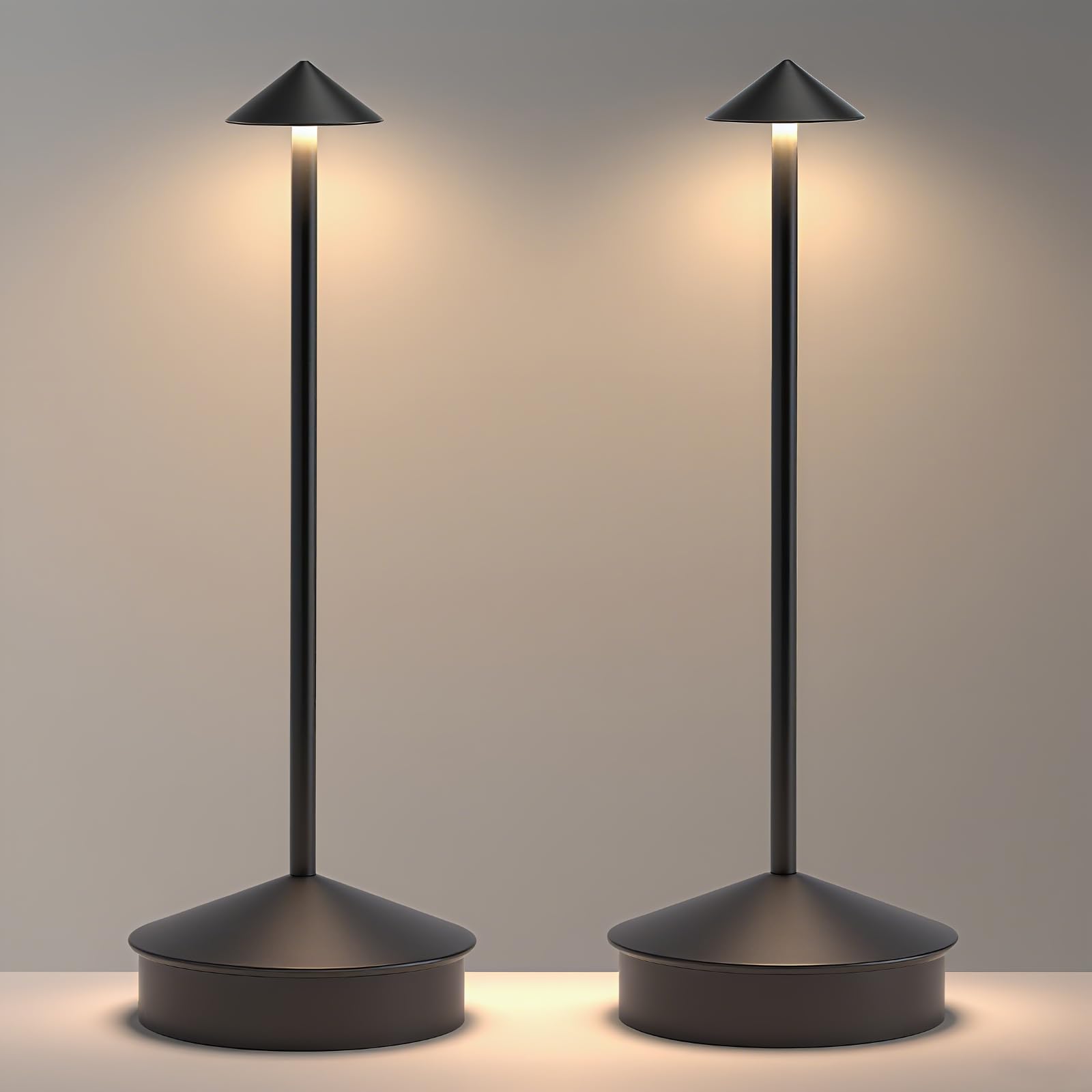 EJQ 2 Pack LED Cordless Table Lamp, Portable 6000mAh Rechargeable, Touch Control Outdoor Table Lamp, 3 Color Dimmable Cordless T