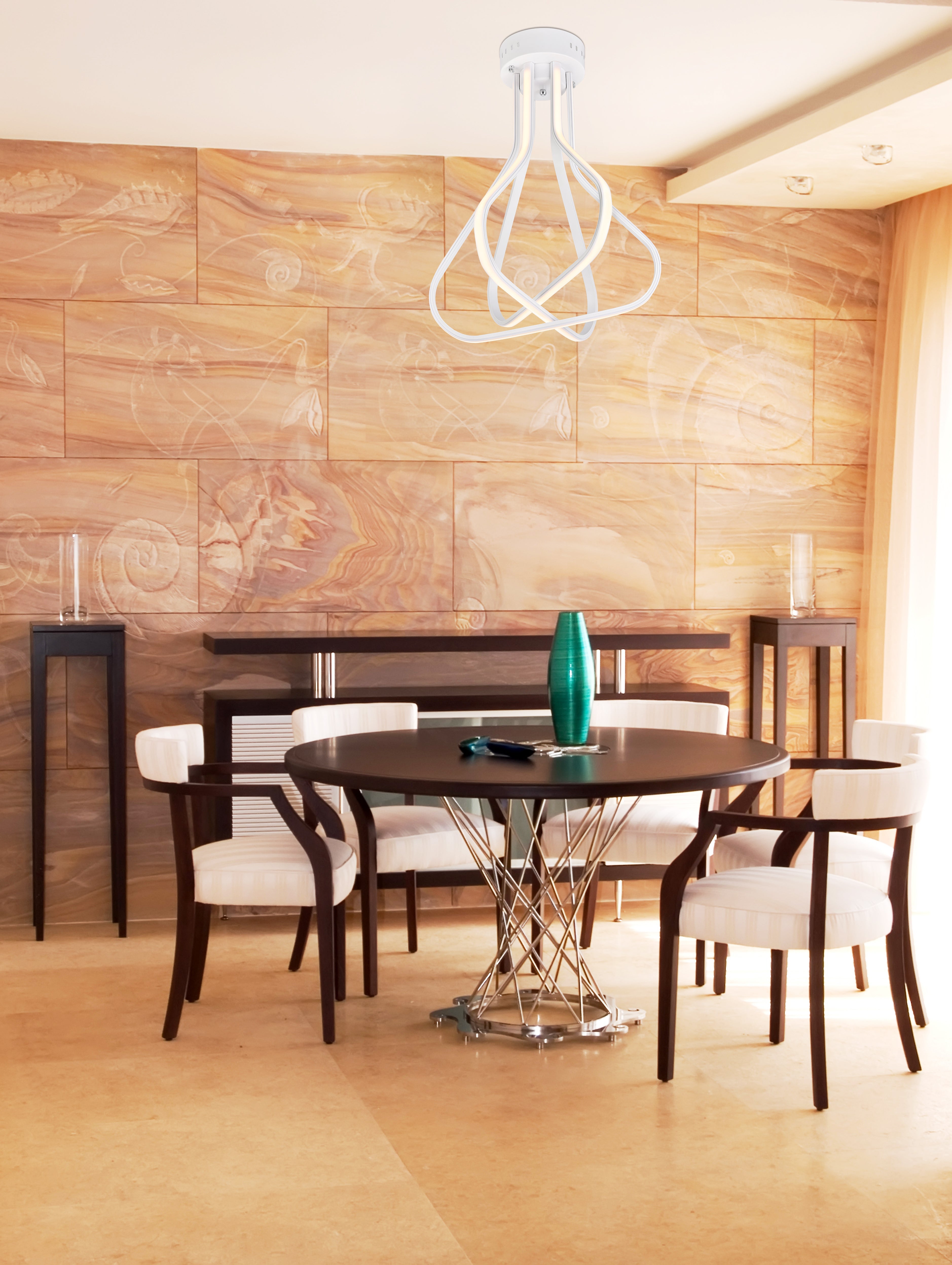 Elegant Lighting Dahlia 3-Light Flush Mount Ceiling Fixture, Model 5105F18WH, White Color