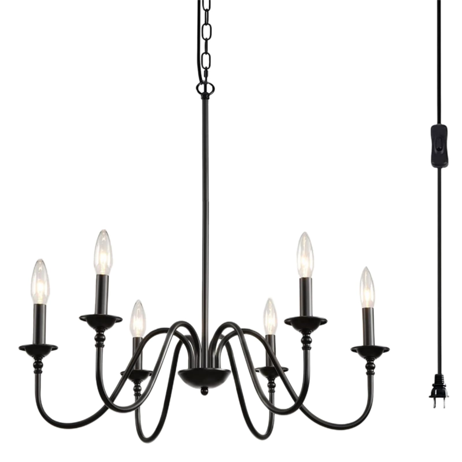 Hoxiya 28&quot; Black Chandelier - Pre-Assembled Farmhouse Hanging Light For Living Room & Outdoor