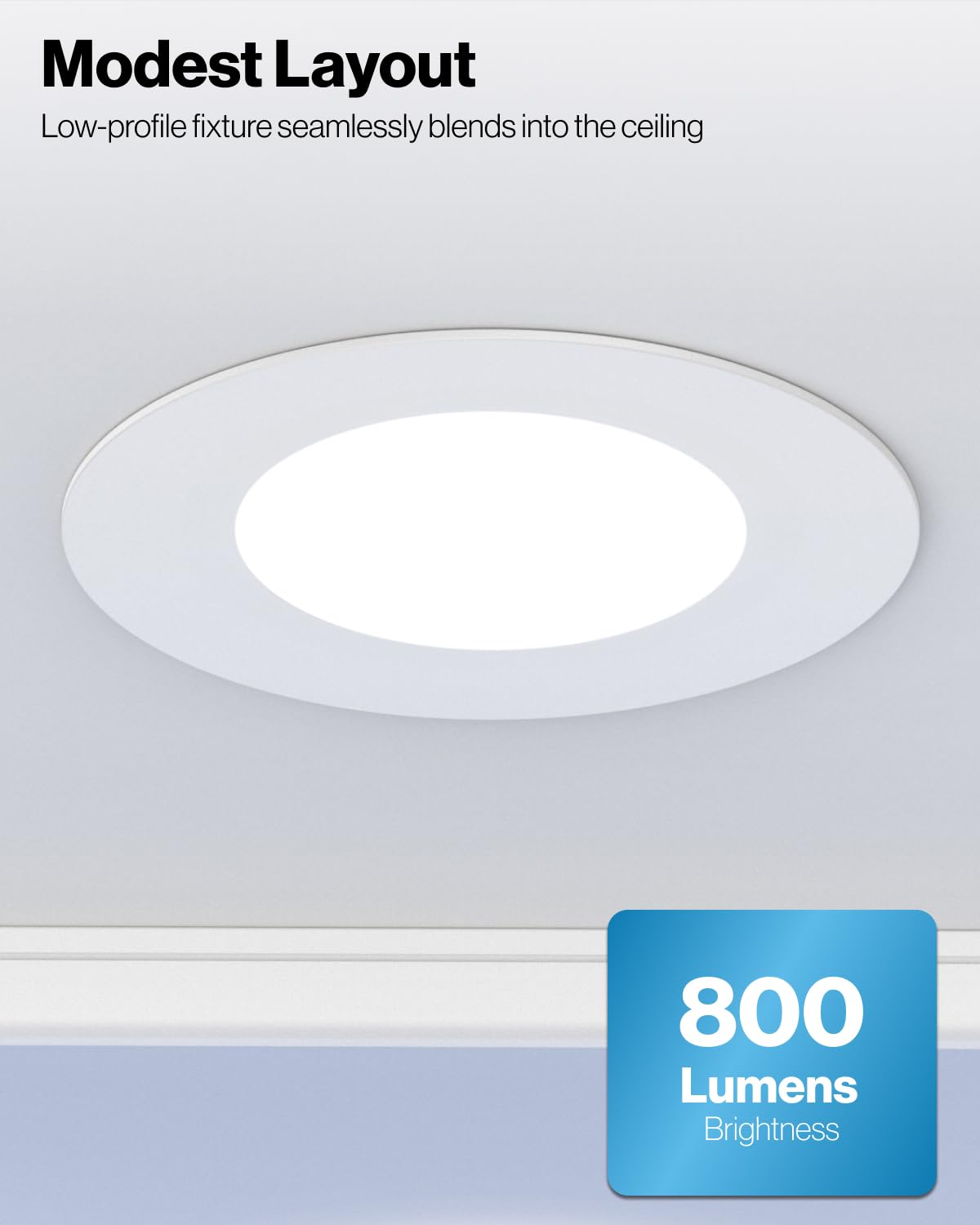 Sunco 4 Inch Led Flat Recessed Light, Retrofit Ceiling Can Lighting, 800 Lm, Selectable Cct 2700K/3000K/4000K/5000K, Dimmable, 1