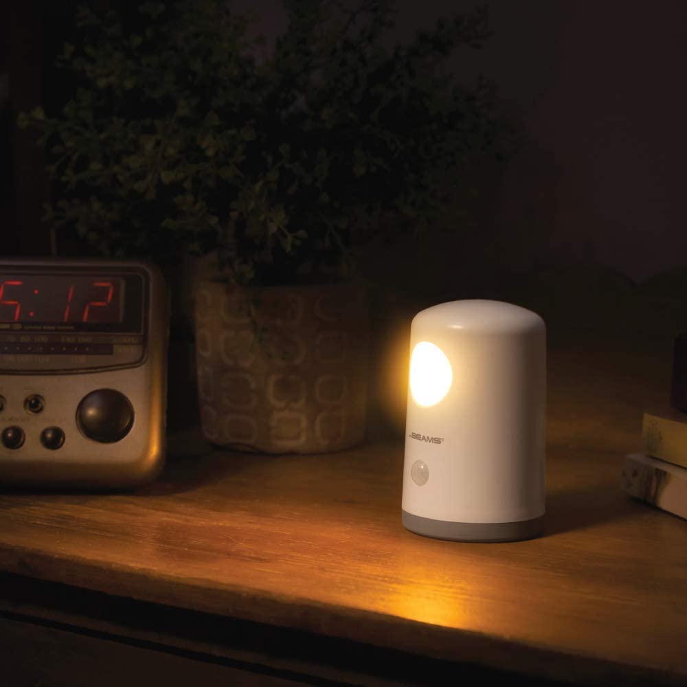 Beams Mb750A 20 Lumen Amber Sleep Friendly Wireless Battery Powered Portable Motion Sensing Nightlight, 1-Pack, White