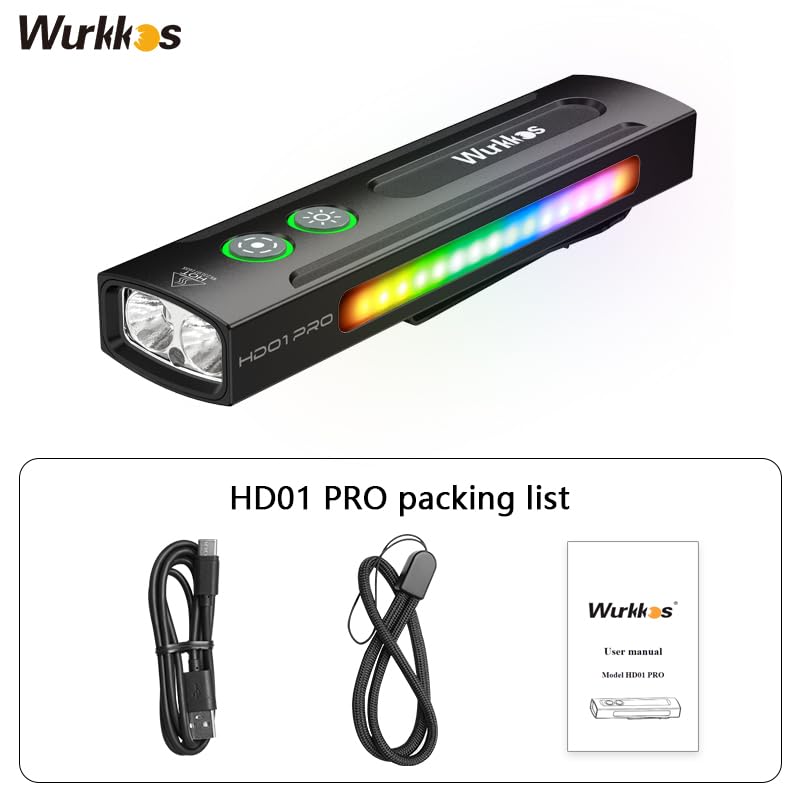 Wurkkos HD01 PRO 6-in-1 Flashlight, 1200LM Magnetic Handle, Black Aluminum, UV & Green Light for Outdoor Camping