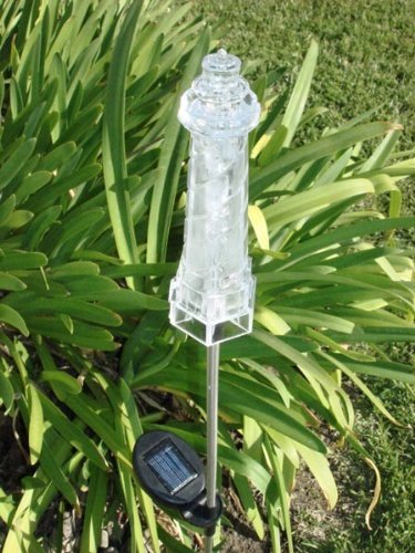 Solaration Solar Powered Lighthouse Garden Stake Light, Acrylic, Transparent, Model SGSL1028