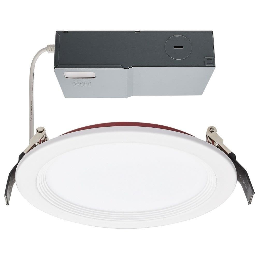 Satco CCT Selectable LED Fire-Rated Slim Fit Downlight with Remote Driver, 6 Inches, White and Red