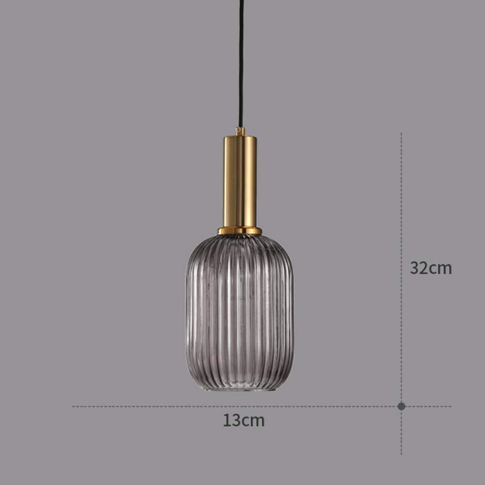 I-Xun Modern Pendant Light Fixtures For Kitchen Island, Farmhouse Striped Glass Pendant Lighting With Gold Socket, Stylish Ceili