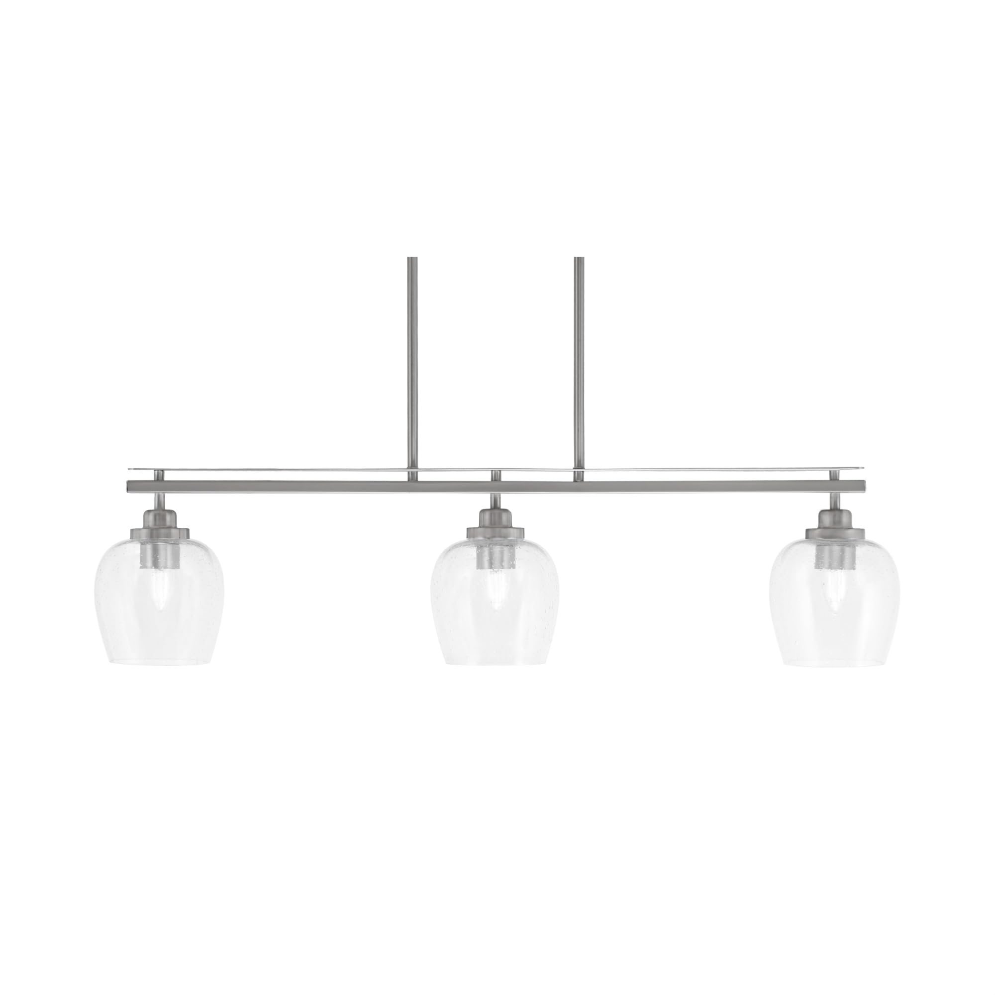 Toltec Lighting Odyssey 3 Light Island Light, Brushed Nickel Finish, 6in Clear Bubble Glass