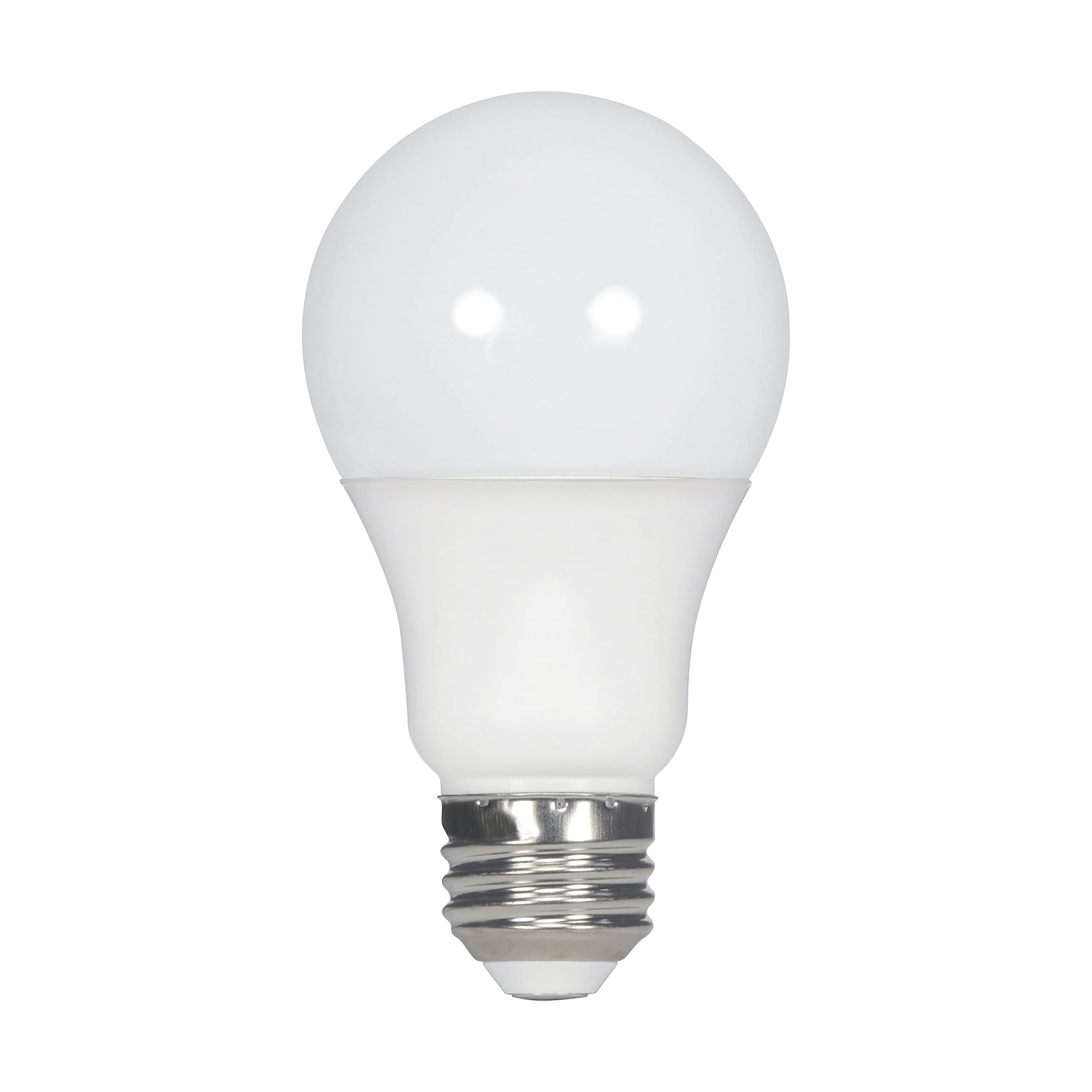 Satco S39596 LED A19 Light Bulbs, 9.5W, 2700K, 4-Pack, White Glass