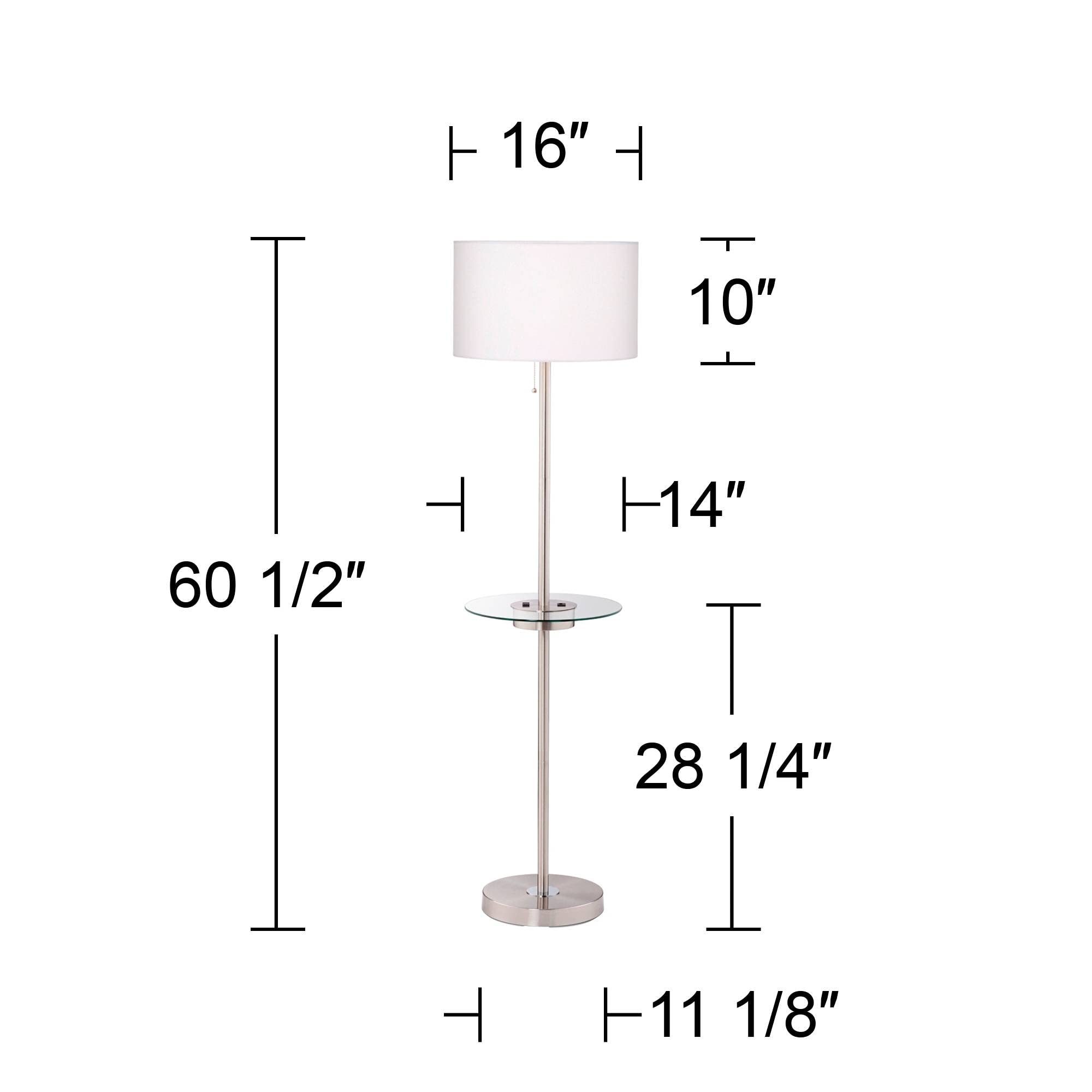 360 Lighting Caper Modern Floor Lamps 60.5'' Tall Set Of 2 With Tray Table Usb And Ac Power Outlet Brushed Nickel White Fabric D