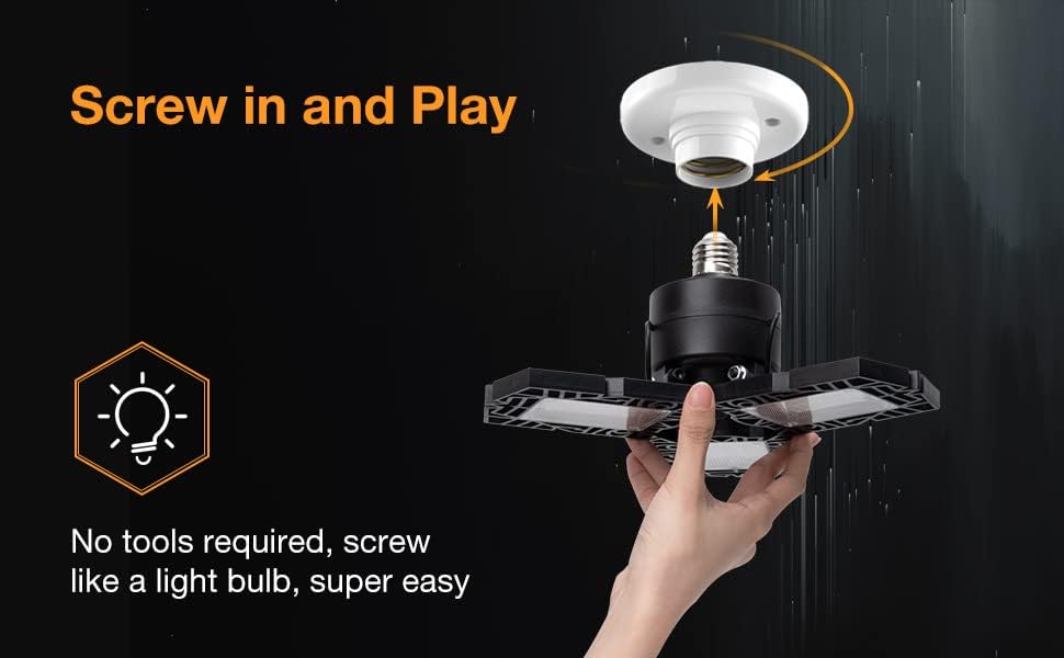 Anypowk Led Garage Lights 50W - 5000 Lumen 6500K Daylight, Three Leaf Led Garage Ceiling Lighting -4 Pack