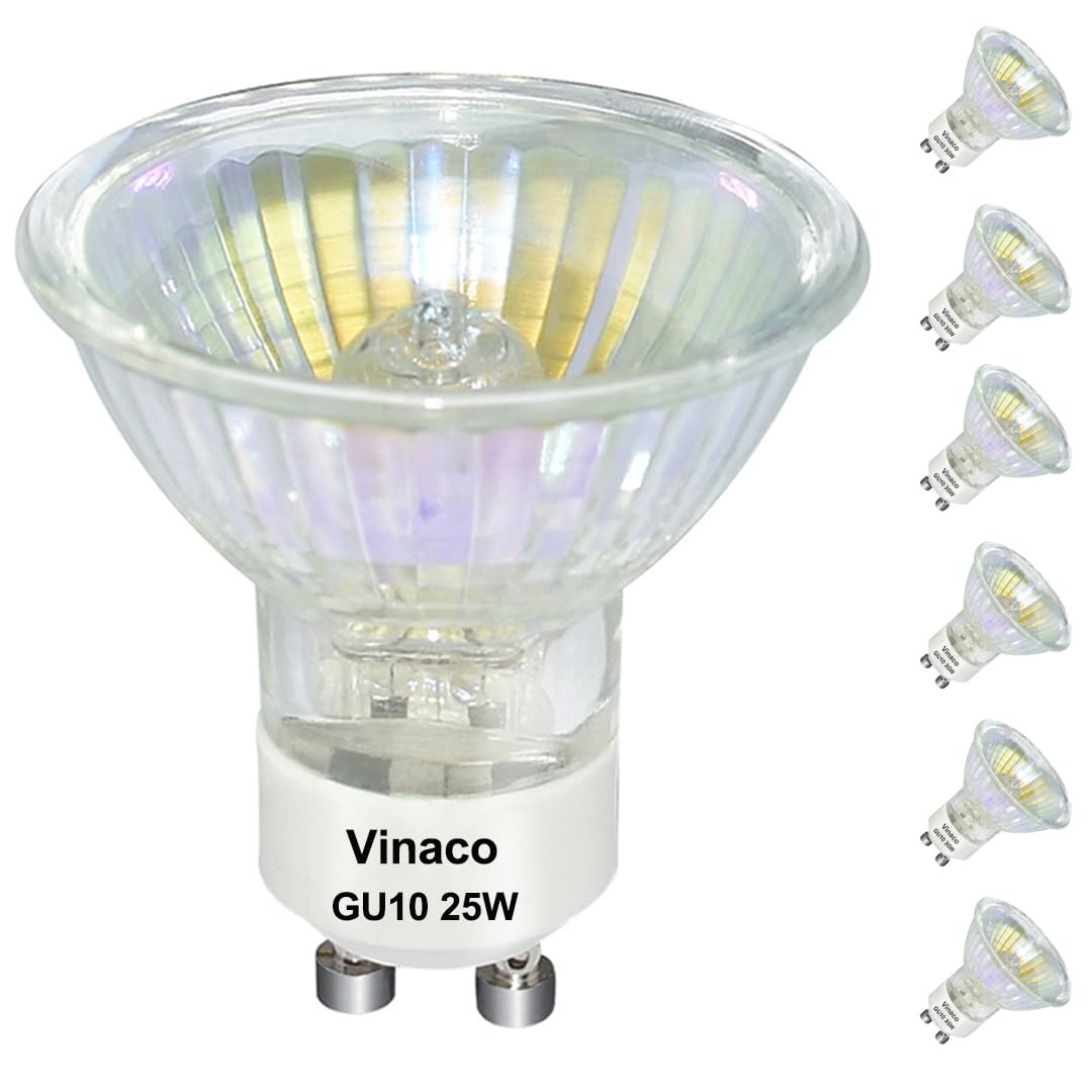 Vinaco Gu10 Bulb 25W, 6 Pack Gu10+C 120V 25W Bulb Dimmable, Long Lasting Np5 Gu10 120V 25W Bulb Candle Warmer With 2800K Warm Wh