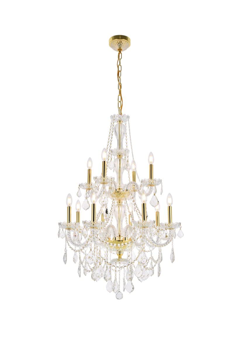 Elegant Lighting Value Giselle 12 Light Chrome Chandelier Clear Royal Cut Crystal