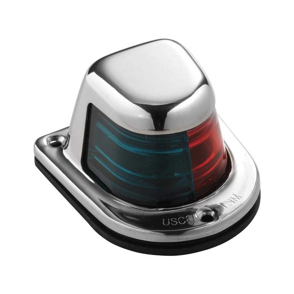 Attwood 1-Mile Deck Mount  Bi-Color Red/Green Combo Sidelight - 12V - Stainless Steel Housing