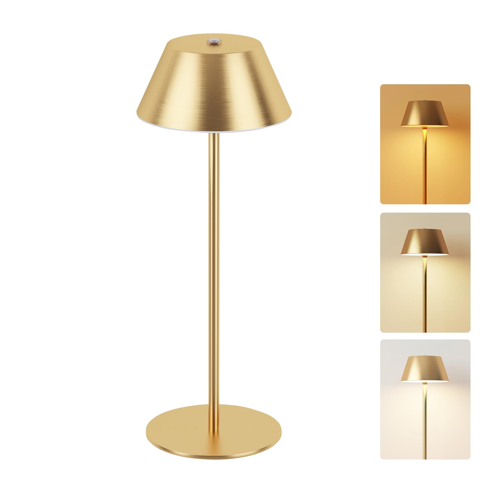 Loftek Cordless Table Lamp, 5200Mah Battery, 3 Adjustable Height (Gold, 1 Pack)