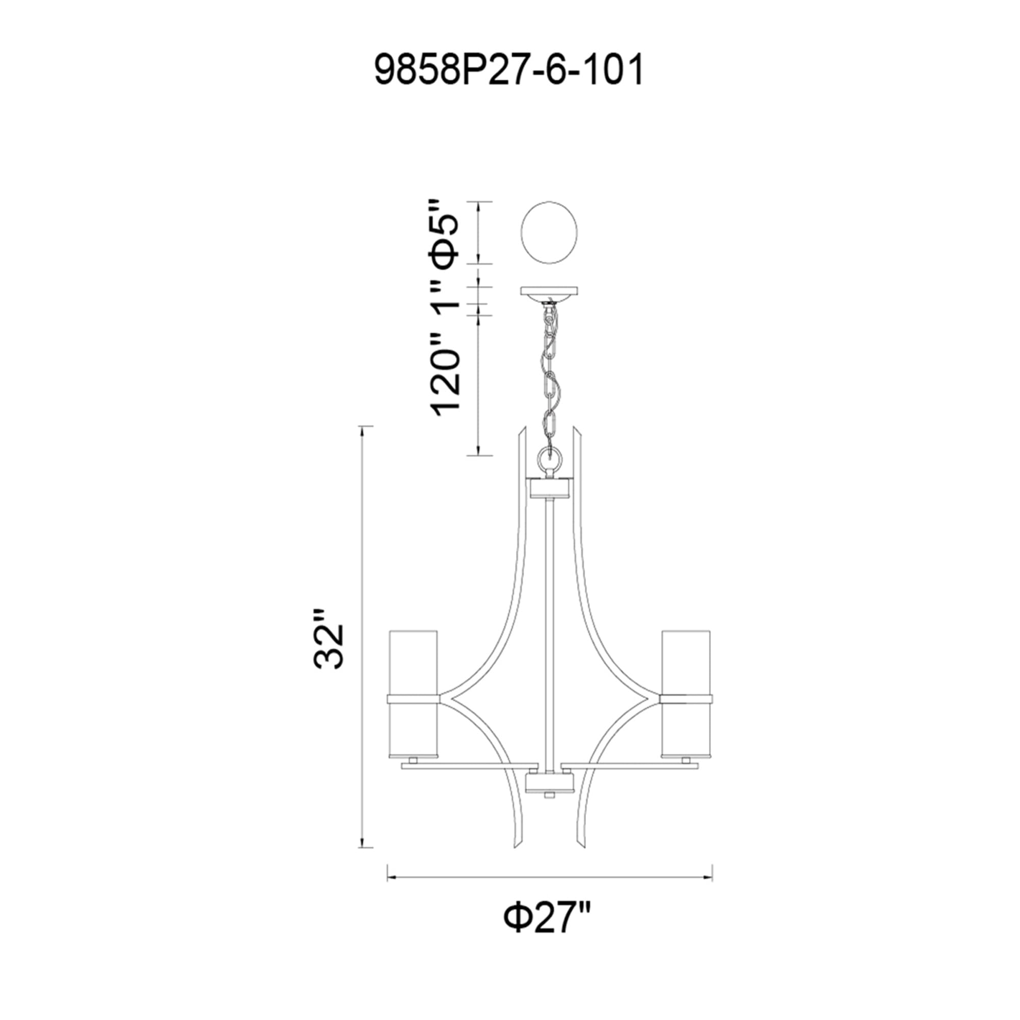 Cwi Lighting Vanna 6-Light Black Metal Chandelier - Contemporary Design, Clear Accents