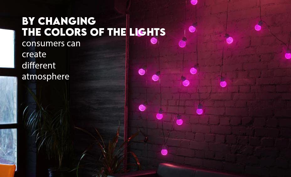 Lemontec Solar LED Smart String Lights - 25 RGBW Bulbs, Bluetooth, IP65 Waterproof, 15ft, Multicolor, Model LT-2023