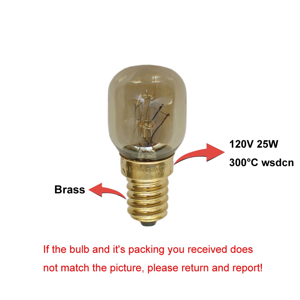 WSDCN E14 T25 Oven Light Bulbs, 25W, Heat Resistant, Glass, 2 Pack, Fulfilled by Amazon