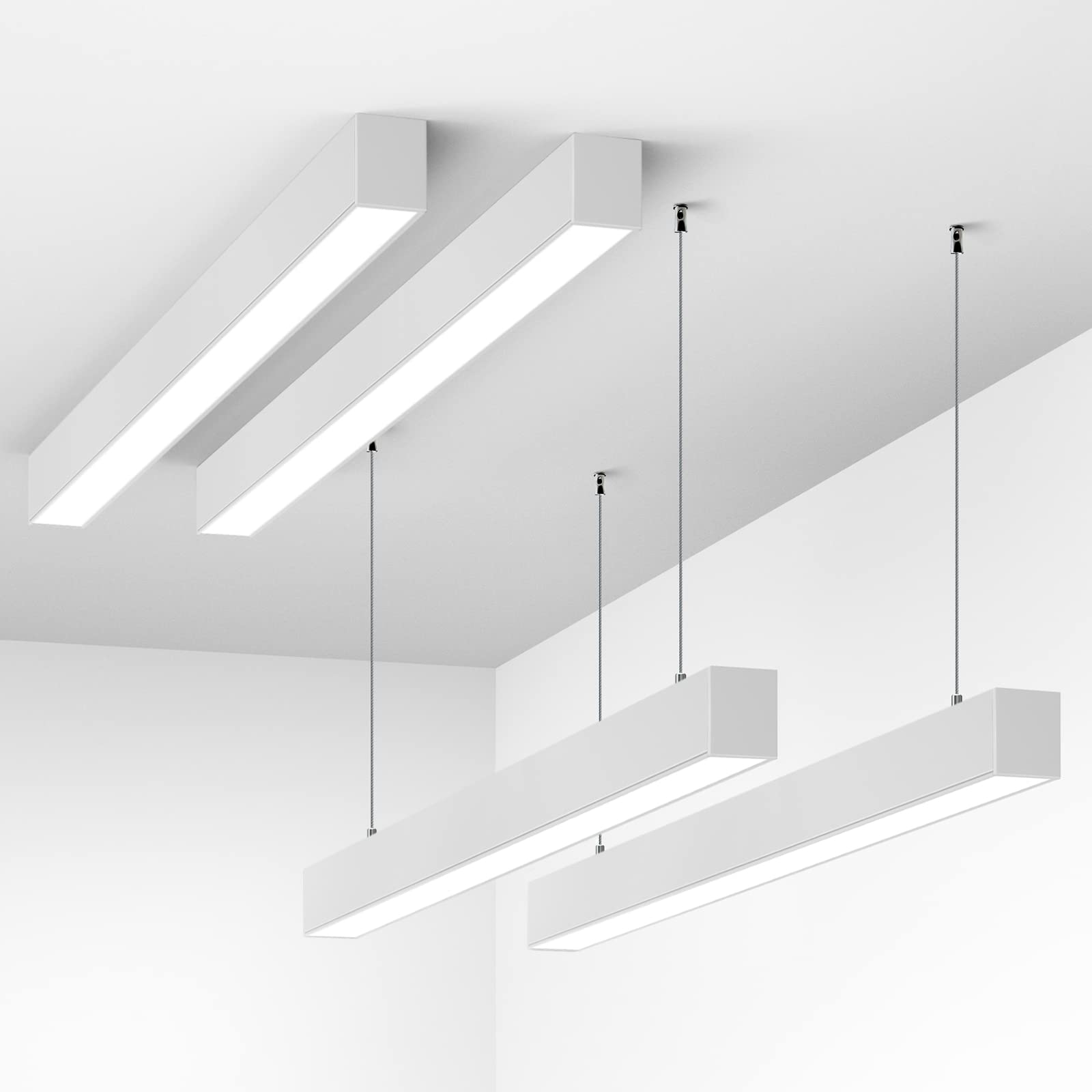 Barrina 4FT Linkable LED Linear Light, Stepless Dimmable Suspended Lighting Fixture, 2700K 4000K 5000K 3CCT Selectable, Seamless