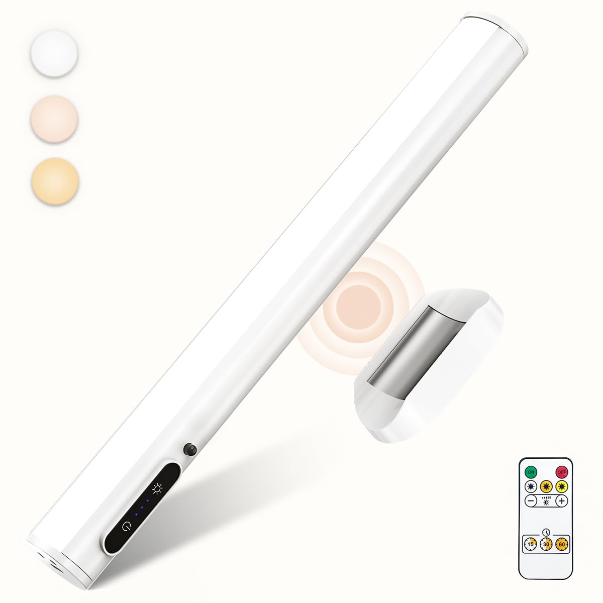 bravzurg Rechargeable Magnetic LED Light Bar, Dimmable, Battery Powered, Without Motion Sensor, White, Model YZYK350-GY06