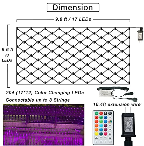 OYCBUZO LED Net Lights, Color Changing Waterproof Fairy Lights, 9.8ft x 6.6ft, Multicolor, Model LR-(1-1000) L-SL01