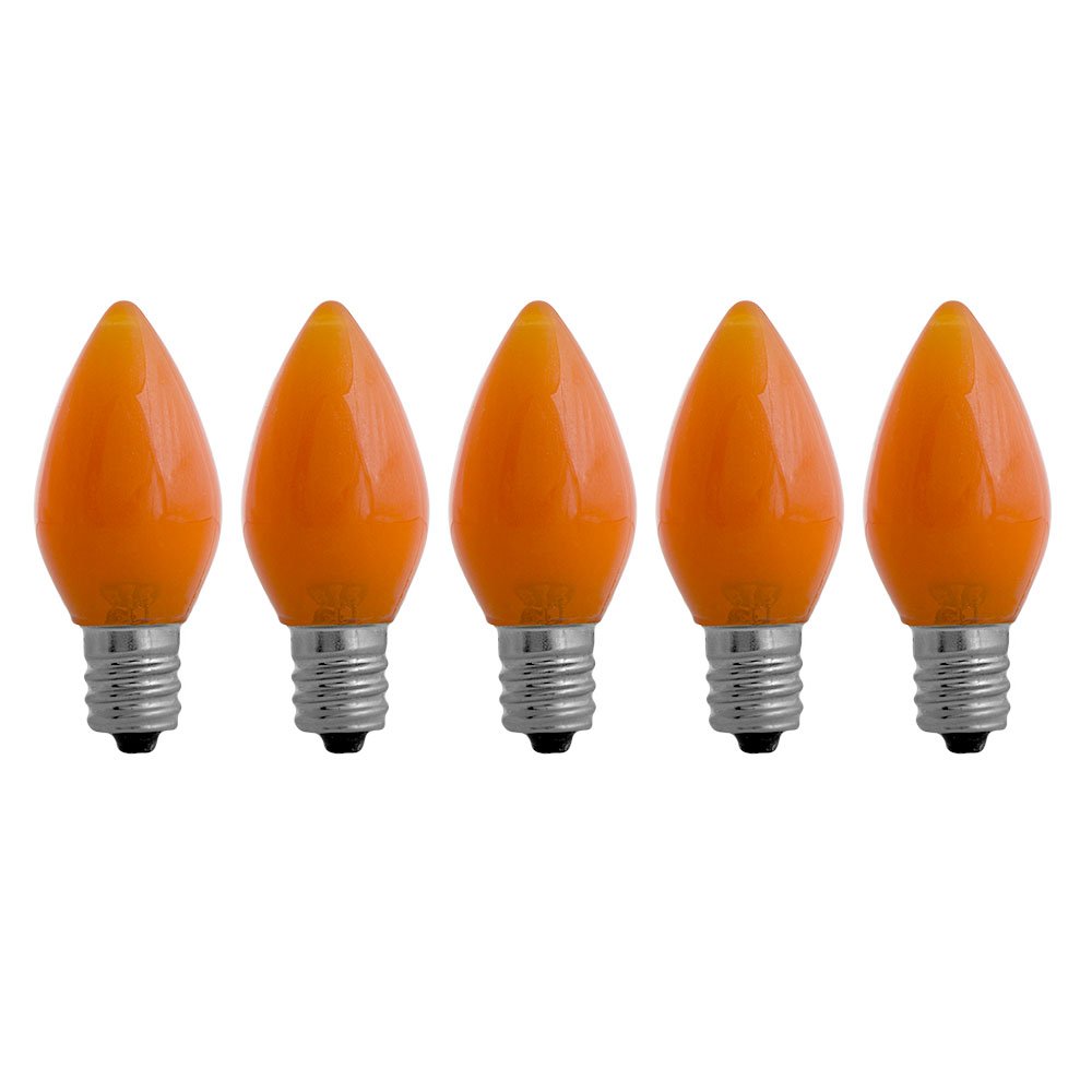 EZLS C7 Orange Opaque SMD LED Bulbs - 5 Pack Smooth Lens Orange Opaque C7 Replacement Bulbs