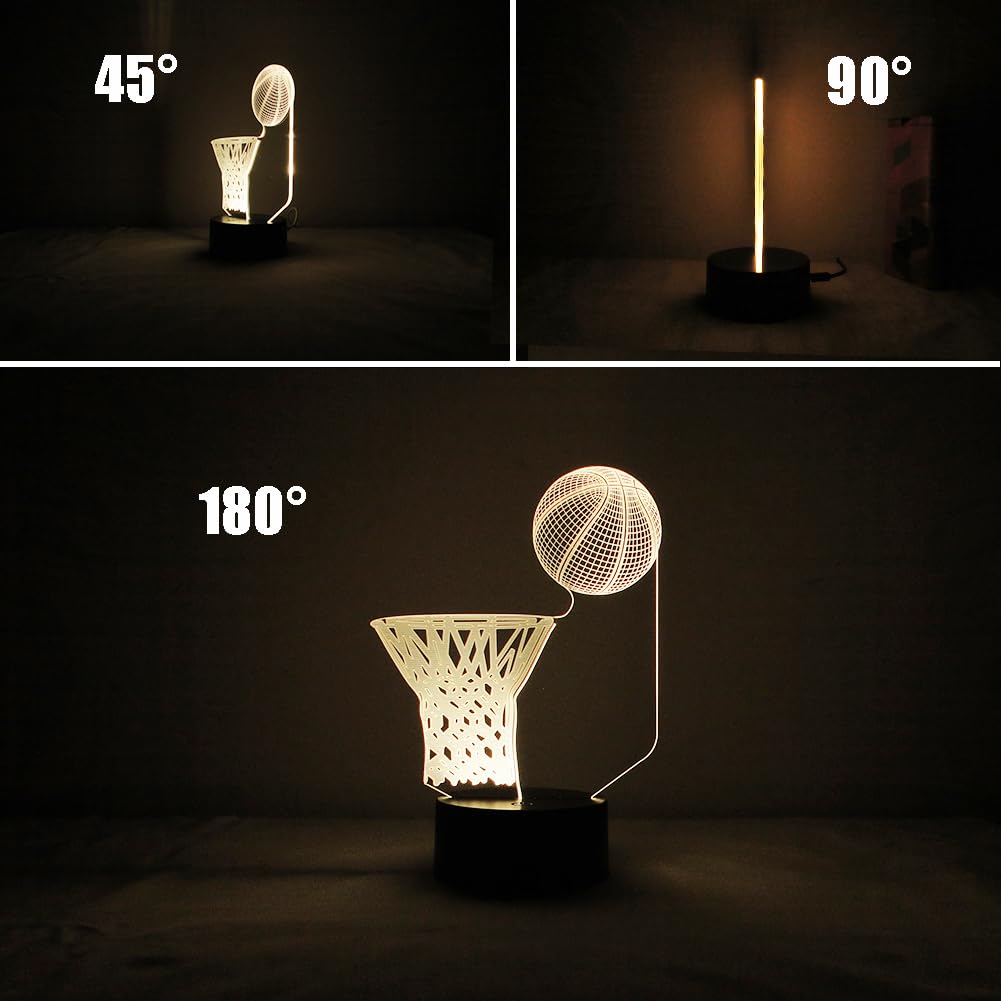 Hipiya Basketball Hoop Lamp Led 3D Illusion Usb Night Light School Present Birthday Gift For Sports Fan Player Teenager Men Boy Kid Bedroom Decoration Room Decor (Basketball)