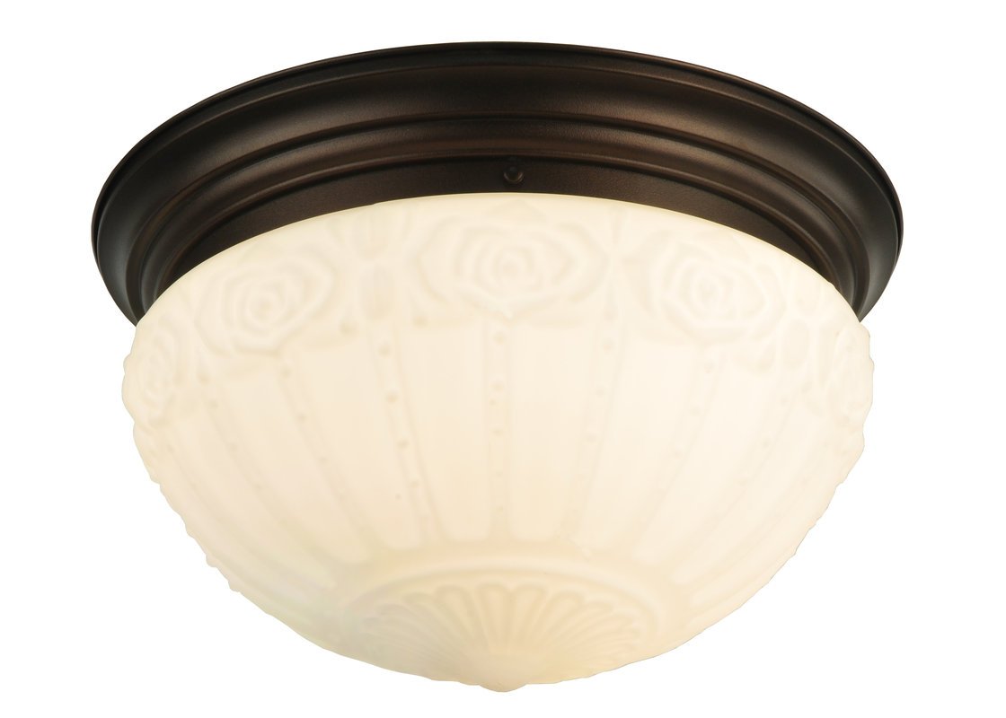 Meyda Tiffany 130633 15.25&quot;W White Puffy Rose Flushmount