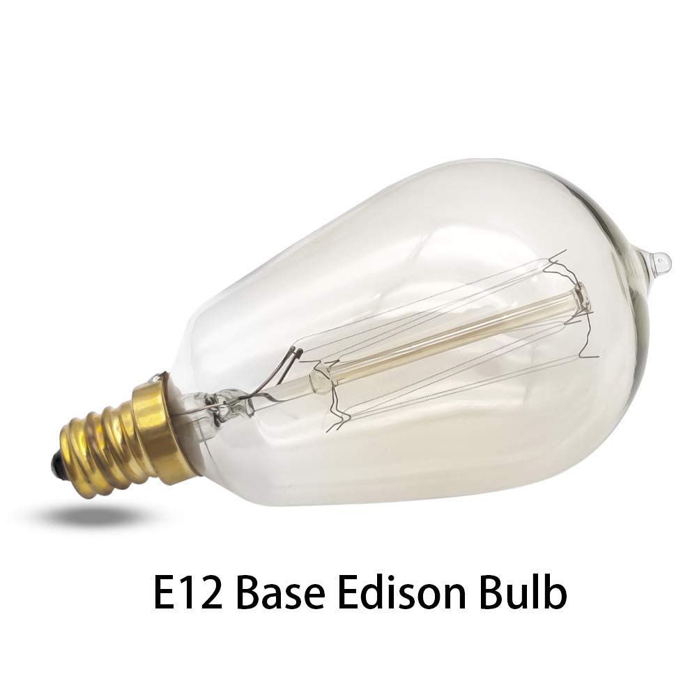 New Orange Heart Vintage Edison Light Bulbs, E12 Candelabra Light Bulbs, 40W Dimmable Incandescent Bulb, 110-130V, St45 Squirrel