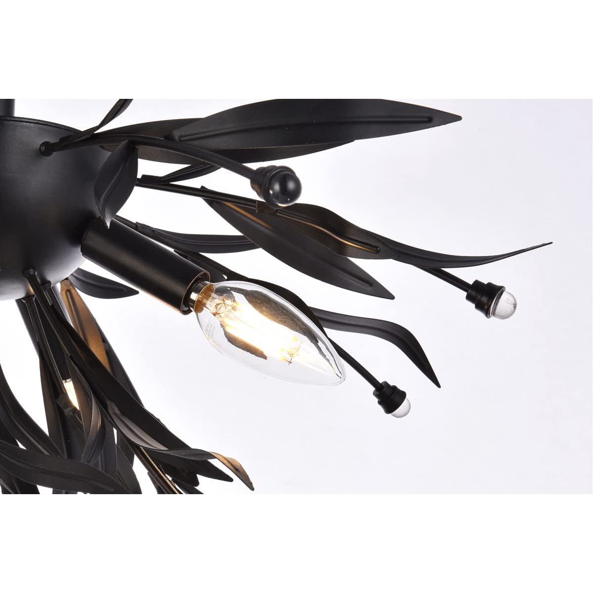 Living District 4-Light Mid-Century Flush Mount - Steel/Crystal, Black, Model LD810F19BK