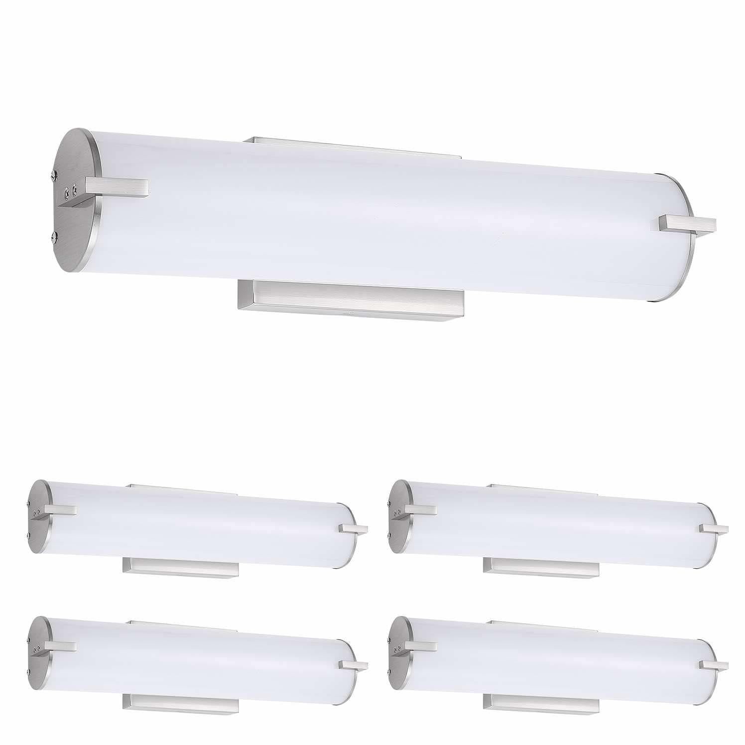 Asd Led 18  Vanity Wall Mount Light Fixture  Linear Bathroom Lighting Bar | 3Cct  Dimmable  Energy Star  Etl Listed | 20W 1500Lm 3000-5000K 120V | Long Tube Bath Sconce Over Mirror | Nickel  4 Pack