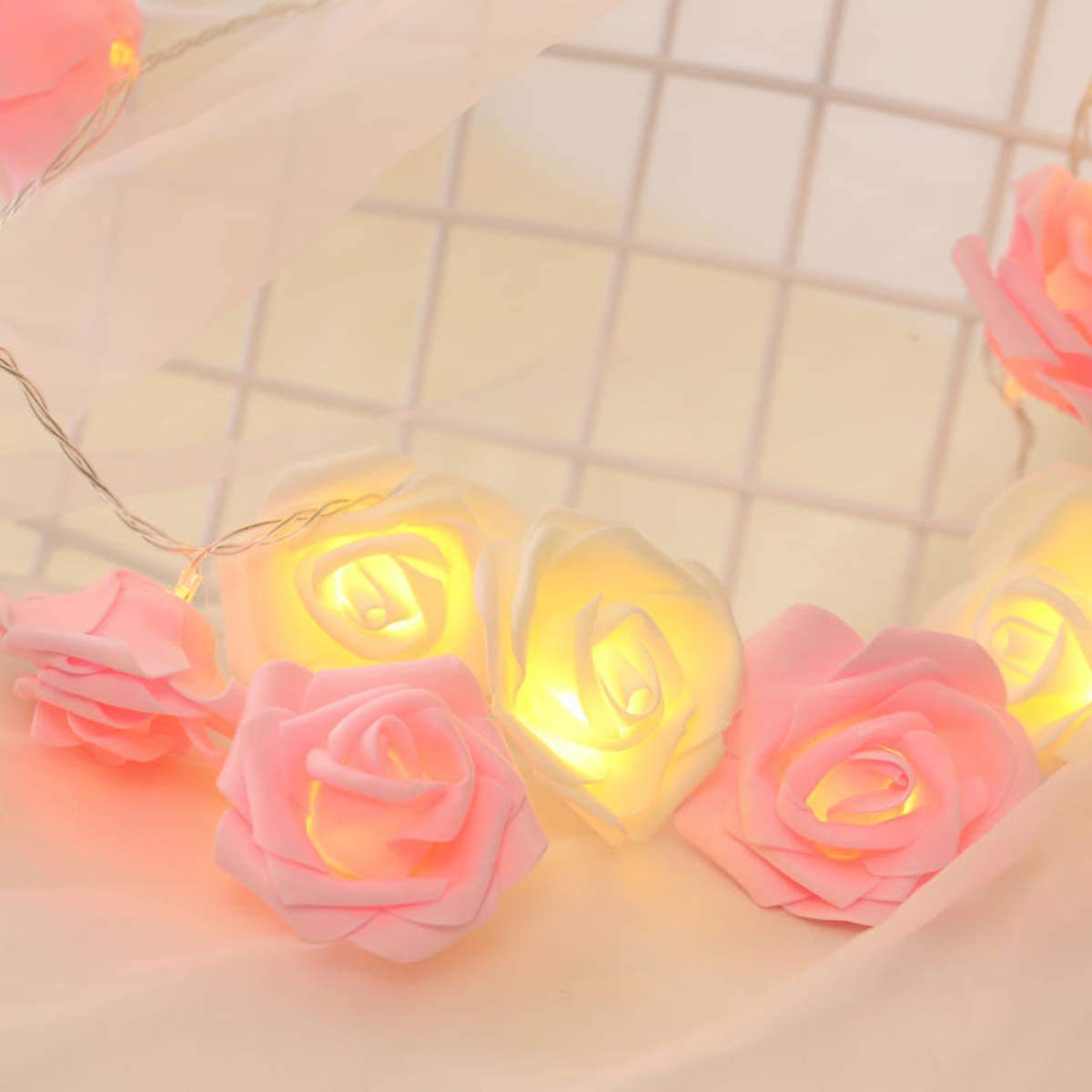 RaajaOutlets Rose Flowers String Lights 5Meters 20LED String Romantic Flower Roses Fairy Light for Valentines Day Diwali Festiva