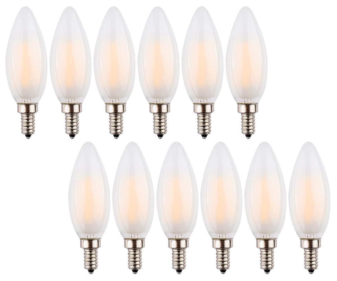 Bulbright LED Candelabra Bulb, Dimmable B11 4W LED Filament Candle Bulb, E12 Base, Warm White 2700K, LED Light Bulb 40W Equivale