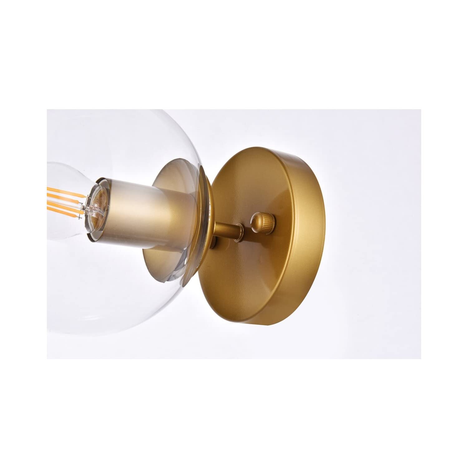 Living District Mimi 1-Light Metal Flush Mount in Brass and Clear