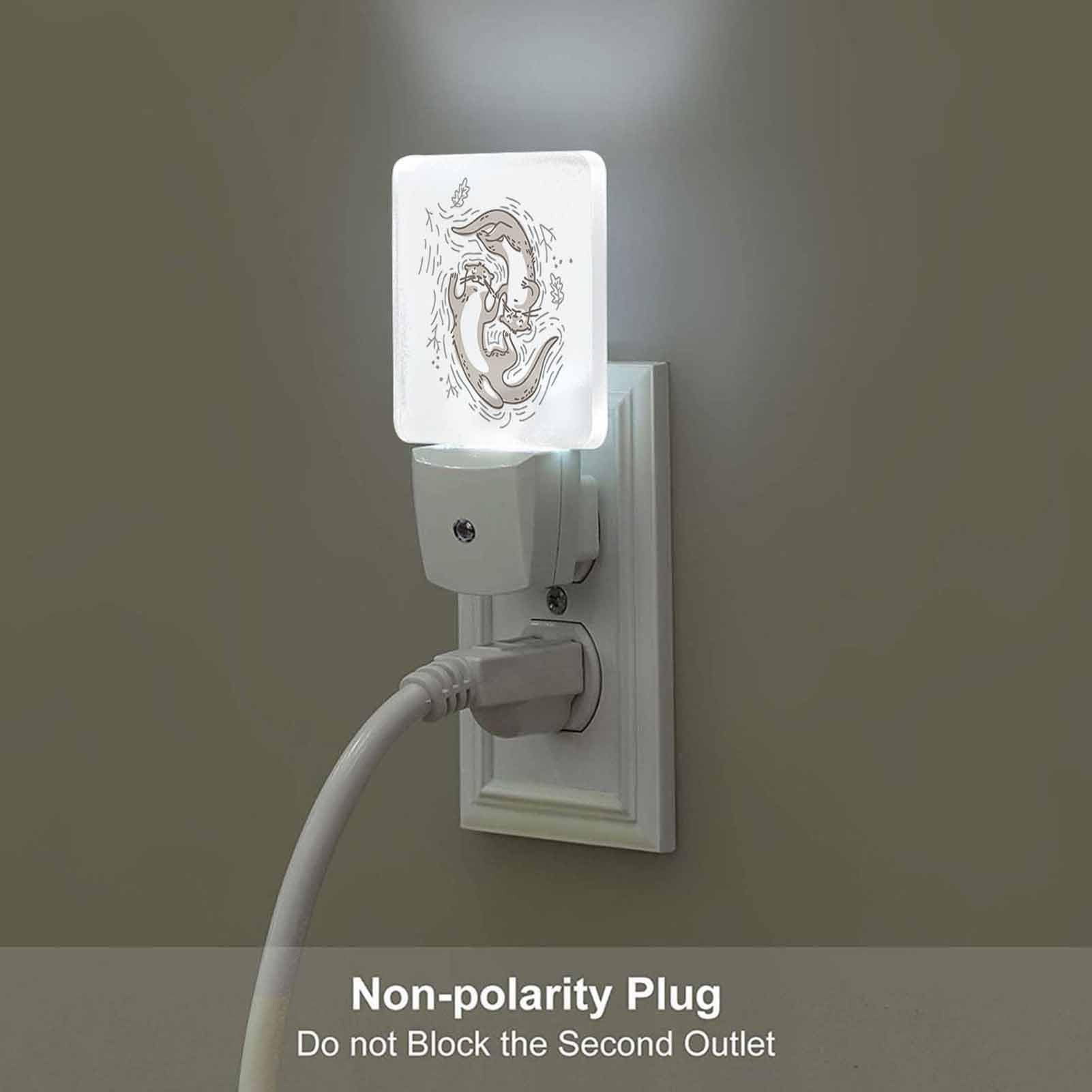 Chrobak Led Night Light,Funny Couple Otter Led Night Light Plug Into Wall With Dusk To Dawn Light Sensor White Energy Efficient