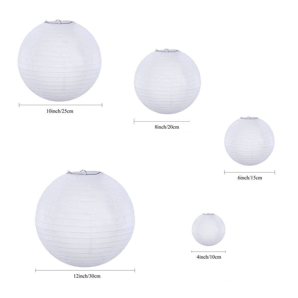 Supla 20 Pack White Paper Lanterns - Round Hanging Decorations For Weddings & Parties