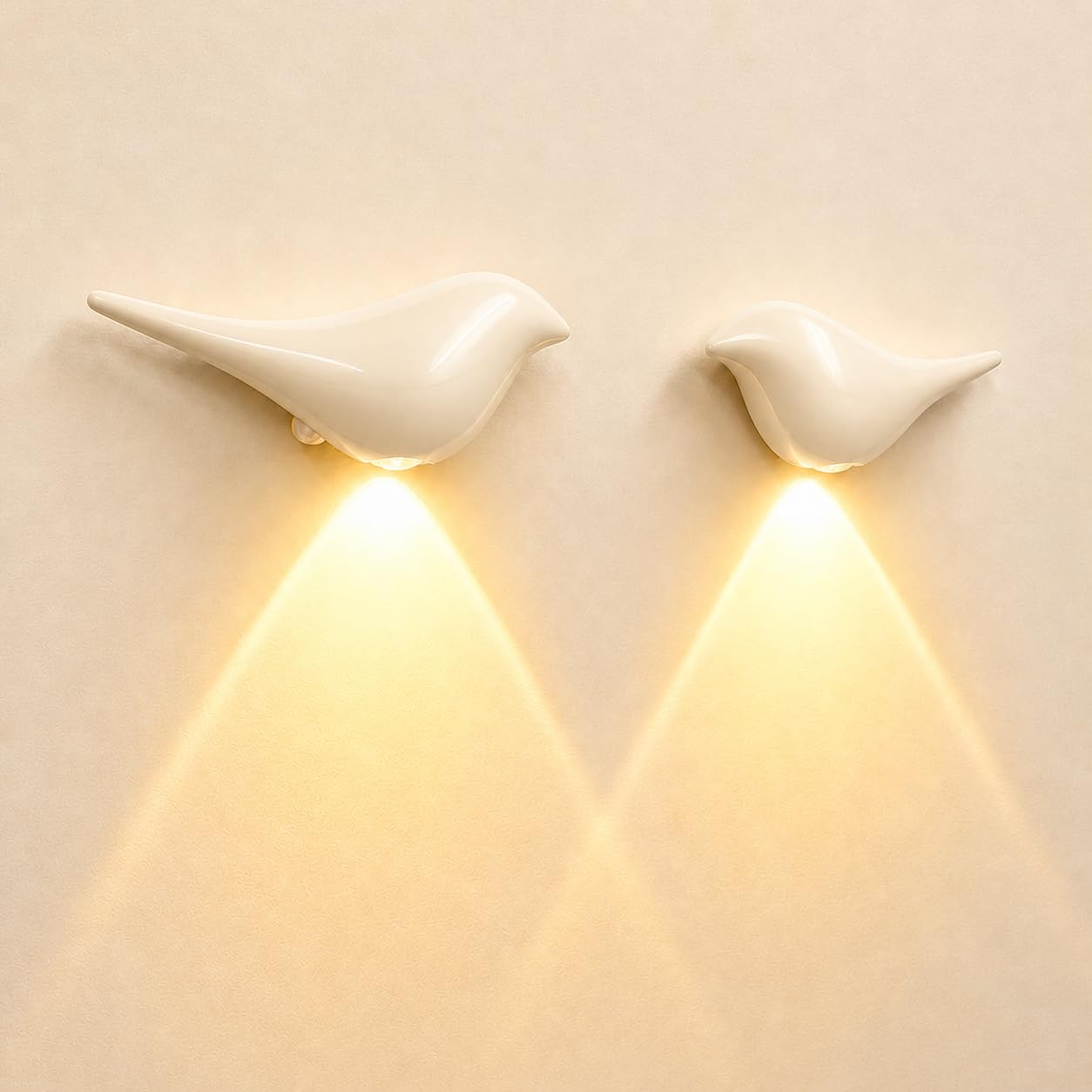 Civicia White Motion Sensor Night Light Indoor, Magnetic Wall Lamp, Rechargeable LED Bird Lamp, Wireless Stick On Light with War