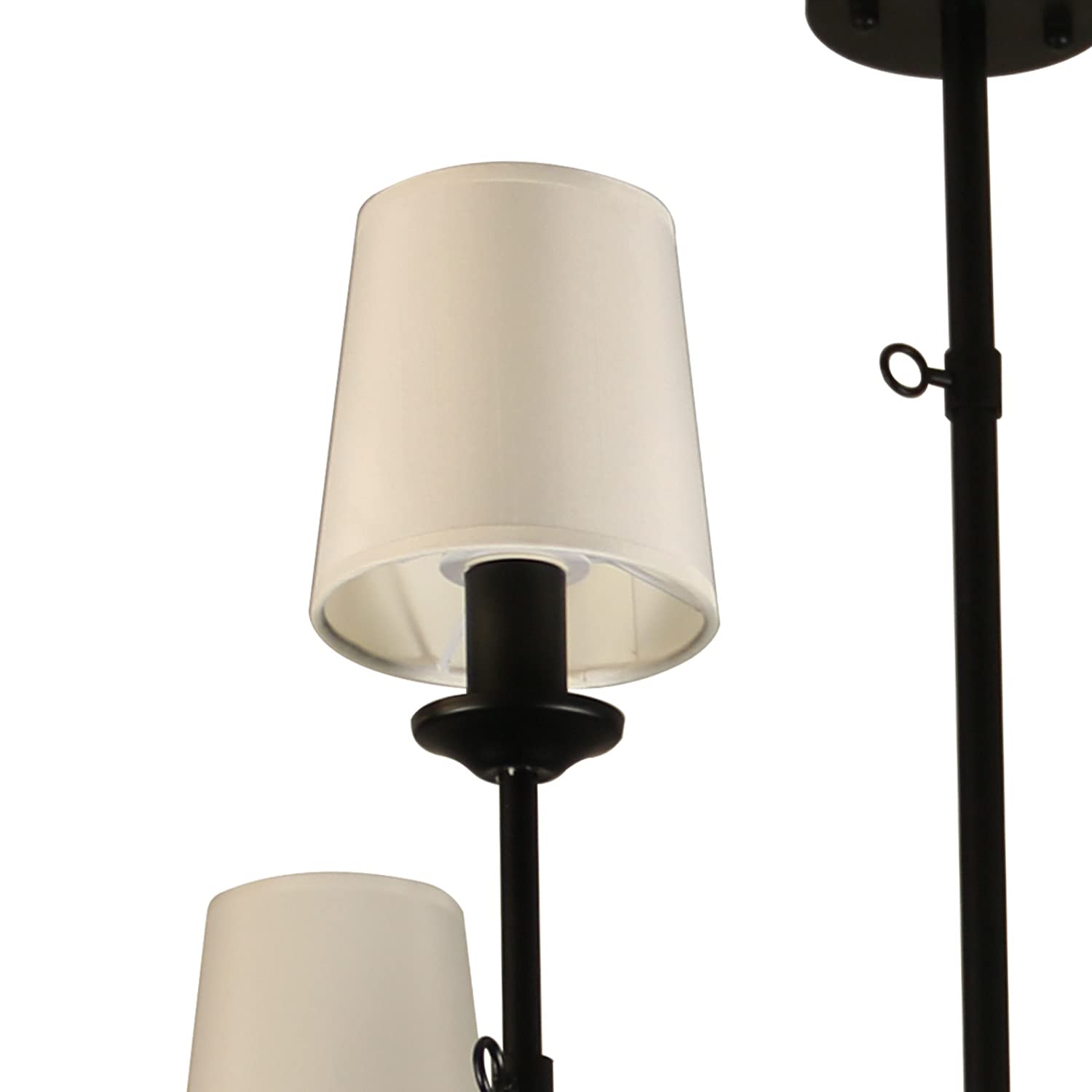 Canyonhome 6-Shade Chandelier Light With Bamboo Lampshades And Matte Black Steel Supports