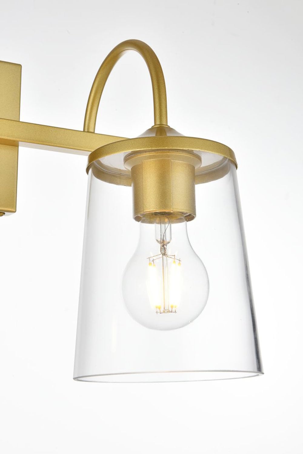 Living District Avani 2-Light Iron & Glass Bath Sconce in Brass and Clear