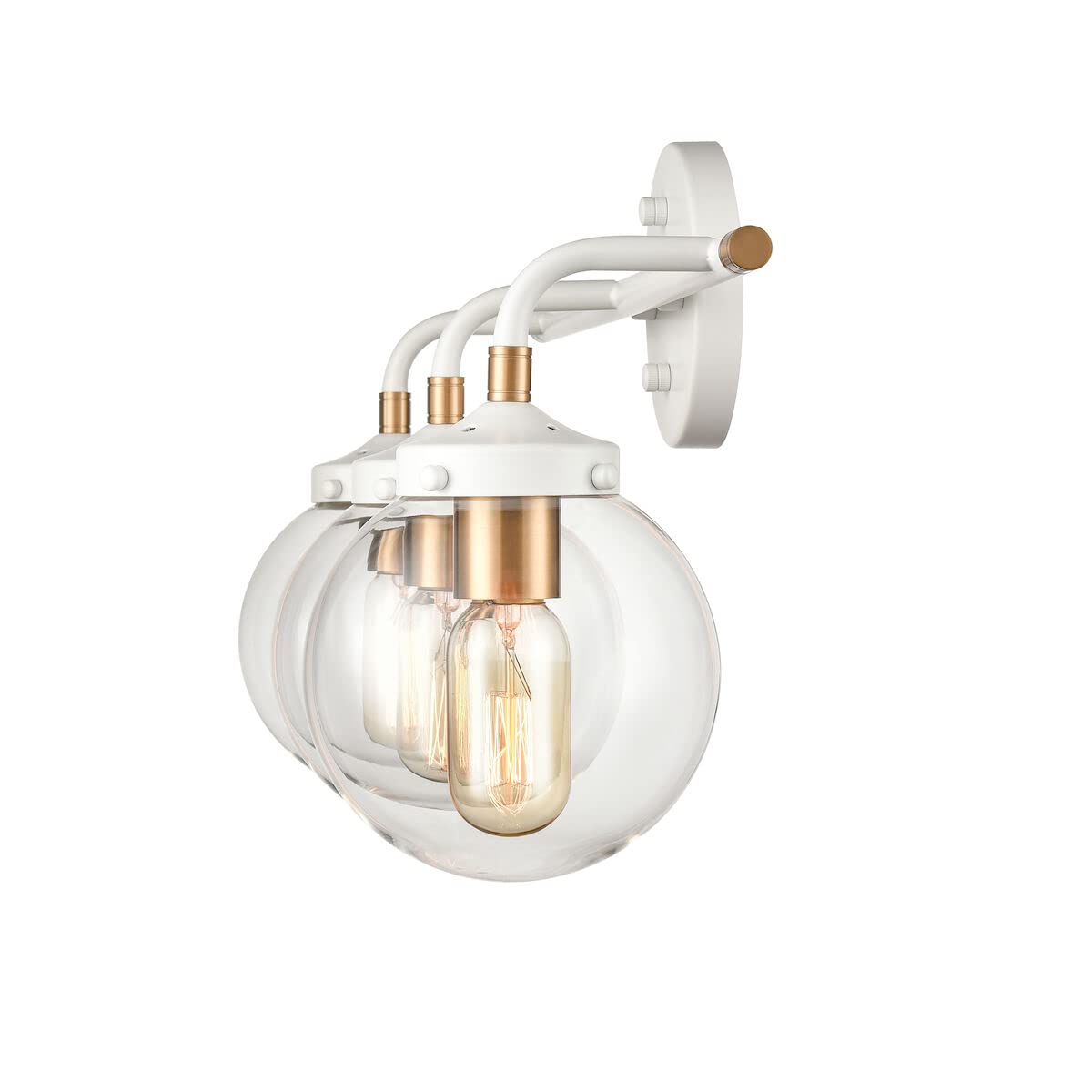 Elk Home Boudreaux 3-Light Vanity Light, Matte White Finish, Clear Glass, Modern Style