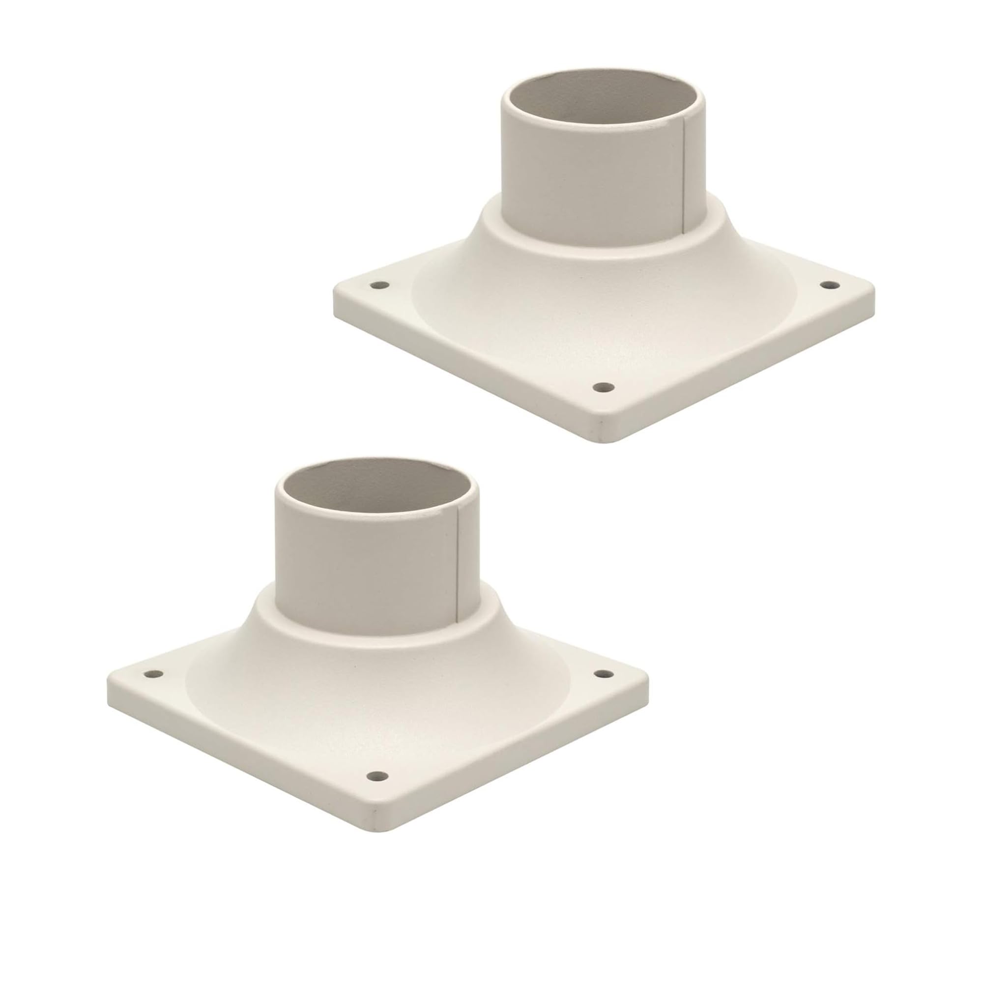 LIT-PaTH Pier Mount Base, Outdoor Post Light Mounting Base Adapter, Cast Aluminum, 2-Pack, White
