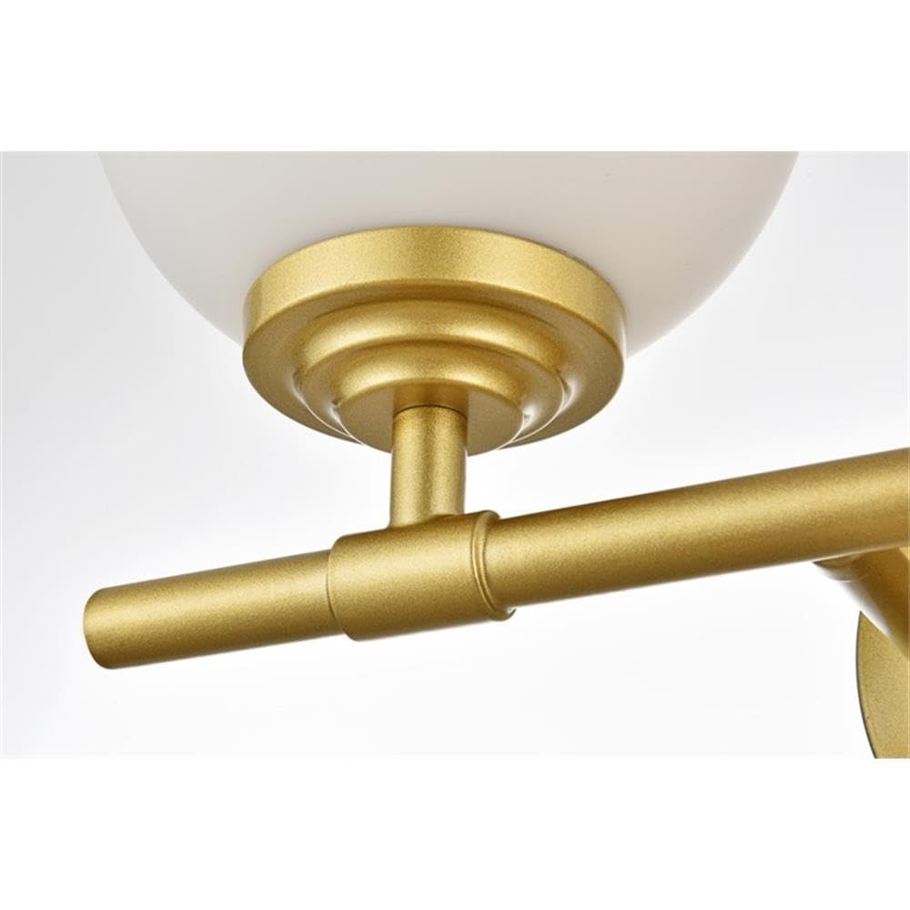 Living District Ansley 2-Light Iron & Glass Bath Sconce in Brass/Frosted White