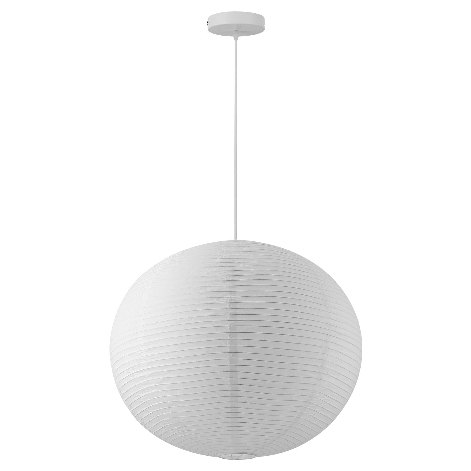Fivemengo Large Rice Paper Pendant Light Kit, 20in White Globe Paper Lantern Lights, E26 Base, Japanese Hanging Lantern Lamp Jap