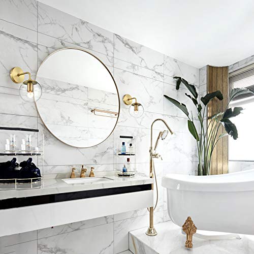 Light Society Zeno Wall Sconce, Brushed Brass/Clear Glass, Model LS-W264-BB-CL, Mid Century Modern Style