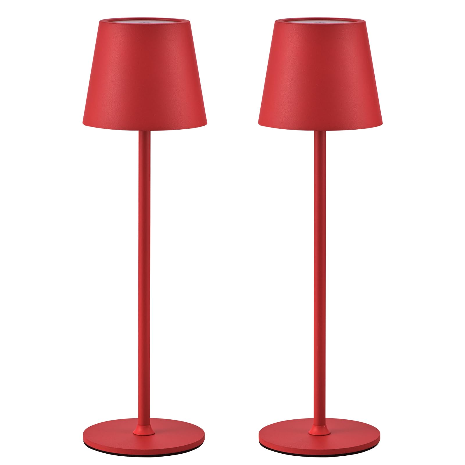 BGFHome Cordless LED Desk Lamp, Rechargeable Touch Night Light, Metal, 4.3x4.3x14.6 inches, Red, Model: red2pack, 2