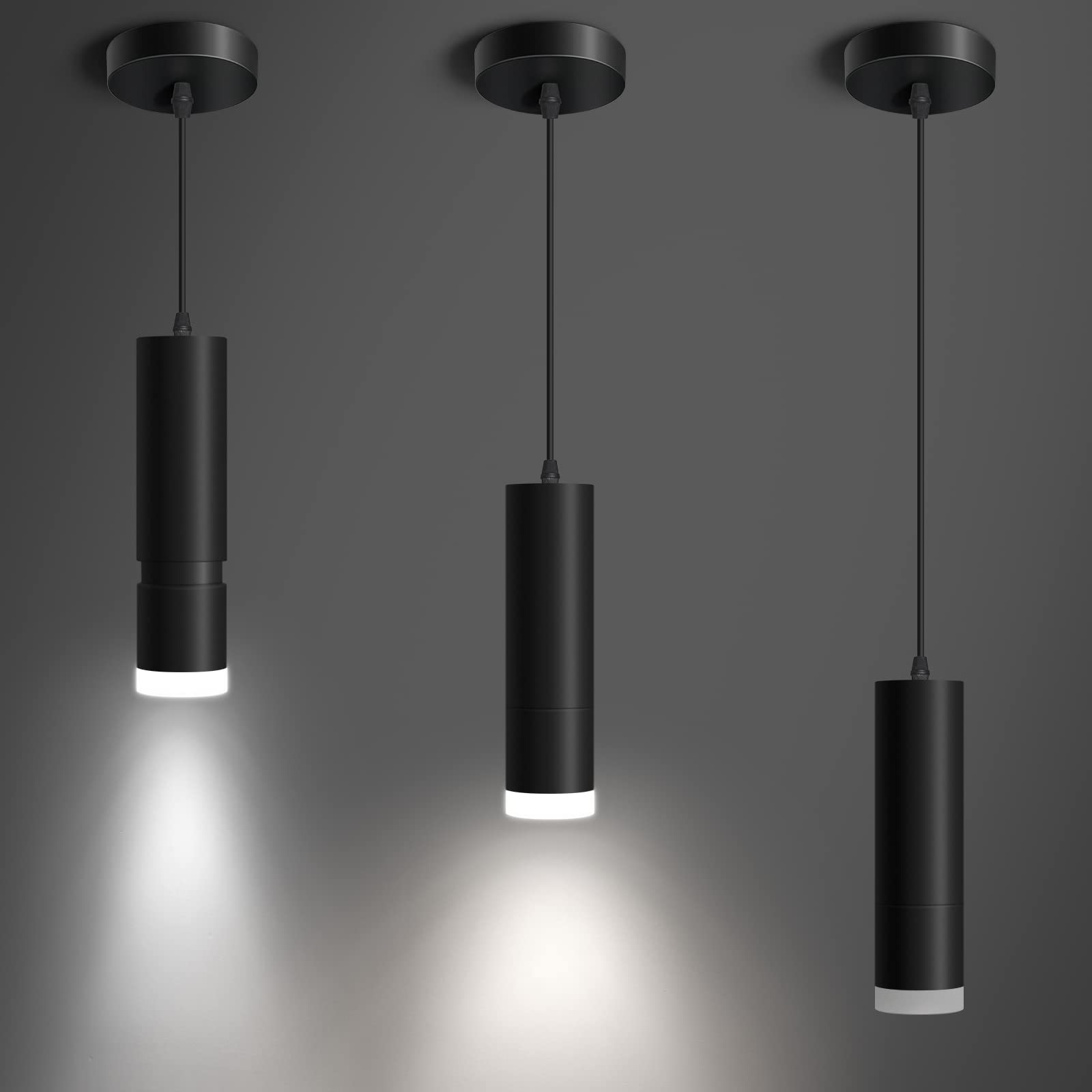 OKELI Pendant Lights, Modern Black Pendant Lights Fixture, Unique LED Pendant Lighting for Kitchen Island Bar,20W,4000K, ETL5026