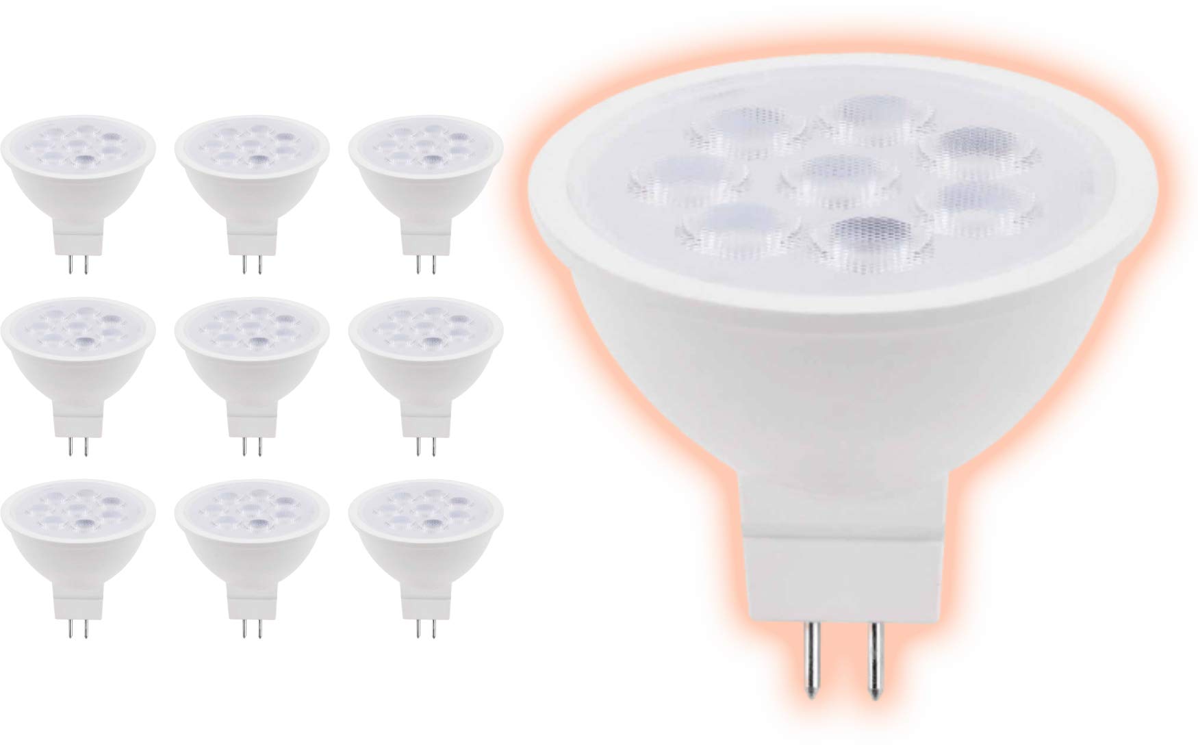 Led Mr16 Light Bulbs | 6.5 Watt (40 Watt Equivalent) | Gu10 Base | Daylight Color 5000K High Output 500 Lumens | Car Dealership Lighting | 10 Bulbs Pack
